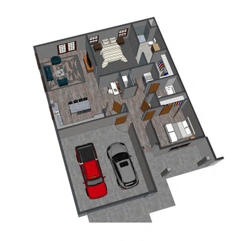 Floor plan for 2 beds, 2 baths, 1280 sqft